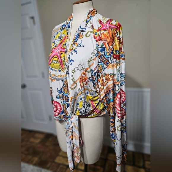 Goodtime USA Starfish Extravaganza Colorful Top, Side Knot, Size 2X - Picture 1 of 6